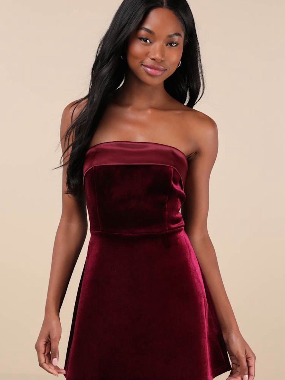 Lulus Captivating Admiration Burgundy Velvet Mini Dress NWT Size S Evening Dress